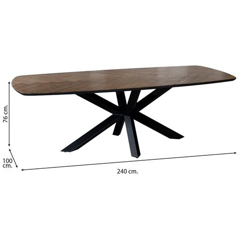 Tavolo Da Pranzo Rettangolare Color Rovere E Noce 240x100x76h Cm - Foto 4