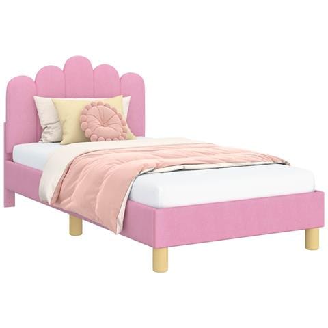 Struttura letto bambini con testata Rosa 80 x 160 cm Tessuto - Foto 1