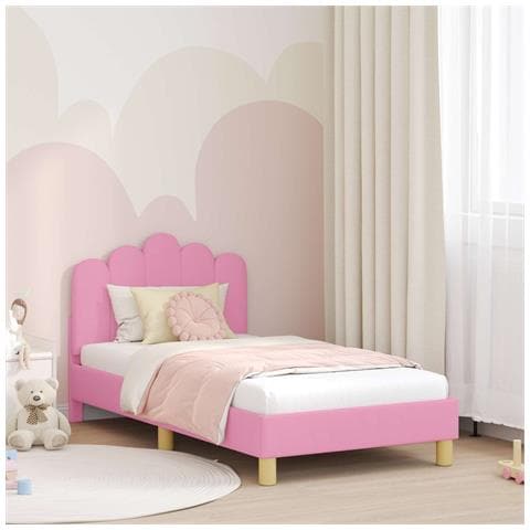 Struttura letto bambini con testata Rosa 80 x 160 cm Tessuto - Foto 2