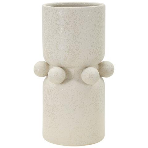 Vaso Bubbles In Ceramica Crema Con Sfere Decorative 16x28 Cm - Foto 1