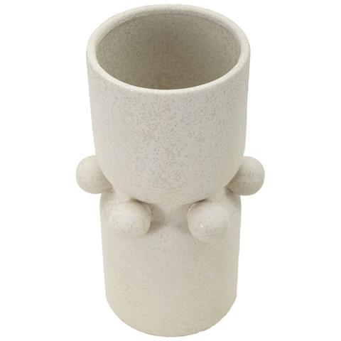 Vaso Bubbles In Ceramica Crema Con Sfere Decorative 16x28 Cm - Foto 2