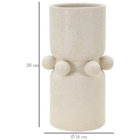 Vaso Bubbles In Ceramica Crema Con Sfere Decorative 16x28 Cm - Foto 6