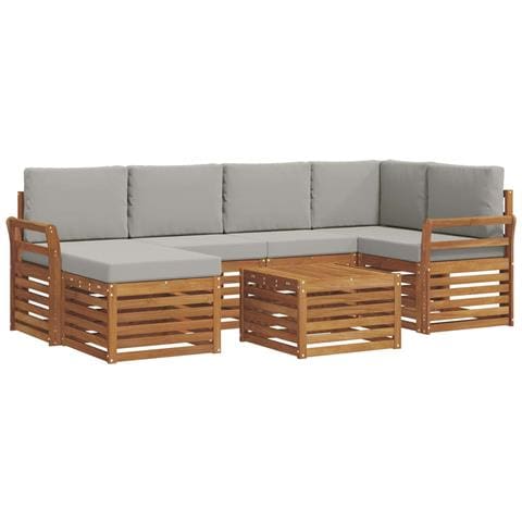 Set divani con cuscino 7 pcs Grigio Naturale e Chiaro - Foto 1