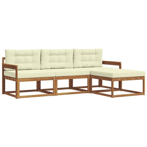 Set di divani da esterno con cuscino 4 pcs Naturale e Crema - Foto 1
