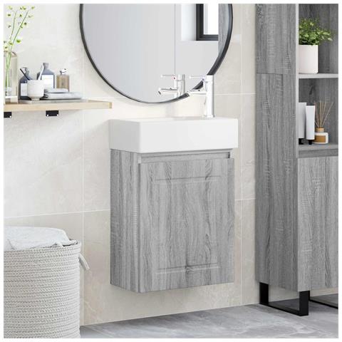 Mobile bagno con rubinetto Sonoma grigio 45,5 x 22,5 x 84 cm - Foto 2