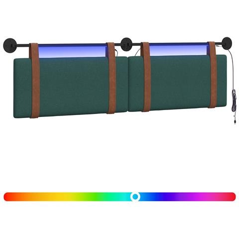 Testiera sospesa Con luce LED Verde Scuro PU Antico - Foto 1