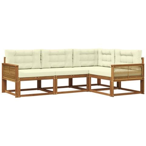 Set di divani da esterno con cuscino 4 pcs Naturale e Crema - Foto 1