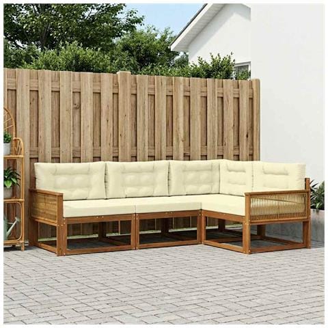 Set di divani da esterno con cuscino 4 pcs Naturale e Crema - Foto 2