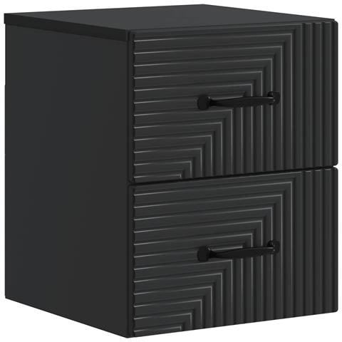 Mobiletto da notte a muro con cassetto Nero 34,5 x 33 x 40 cm - Foto 1