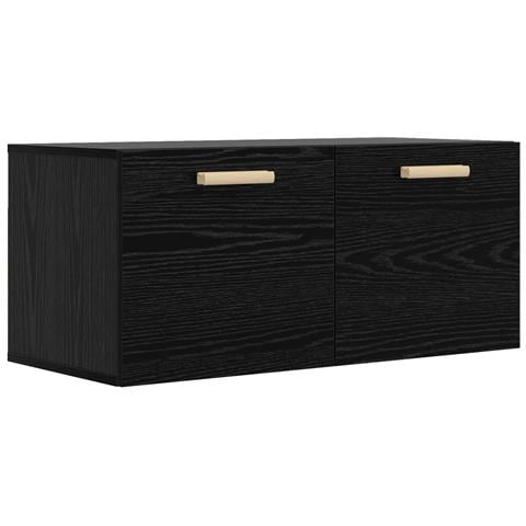 Armadietto a muro A parete Rovere nero 80 x 36,5 x 35 cm - Foto 1