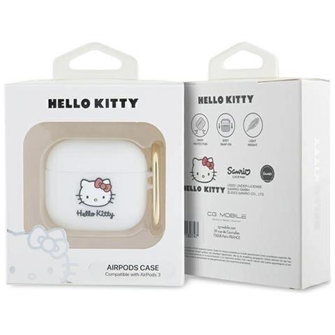 Custodia In Silicone 3d A Forma Di Testa Di Hello Kitty Per Airpods 3 - Bianca - Foto 2