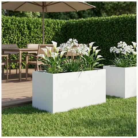 Vaso da giardino Bianco 80 x 50 x 50 cm - Foto 2