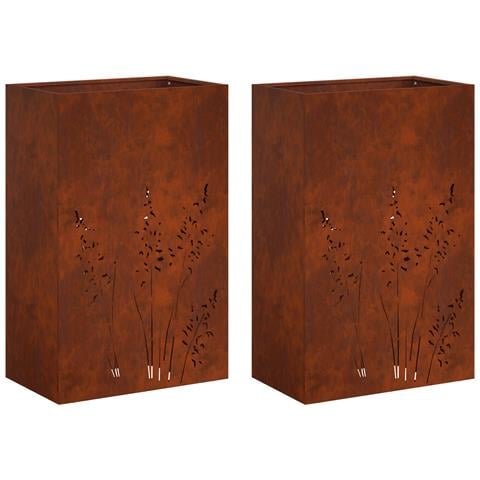 Vaso da giardino 2 pz Ruggine 50 x 30 x 75 cm Acciaio Corten - Foto 1