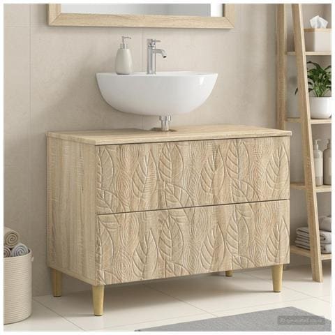 Armadio per Lavabo da Bagno DELFT Rovere Sonoma 82 x 41 x 59 cm - Foto 2