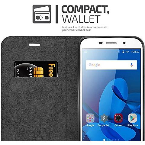 Cadorabo Custodia Compatibile Con Zte Blade A602 In Nero Di Notte - Coperchio Protettiva Con Chiusura Magnetica, Funzione Stand E Tasca Per Le Carte - Foto 2