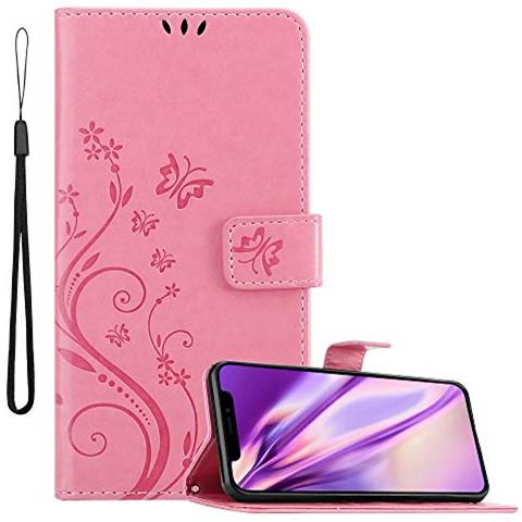 Cadorabo Custodia Compatibile Con Apple Iphone Xs In Rosa Fiore - Coperchio Protettivo In Design Floreale Con Chiusura Magnetica, Funzione Stand E Slot Per Carte - Foto 1