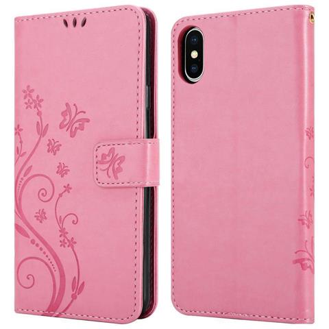 Cadorabo Custodia Compatibile Con Apple Iphone Xs In Rosa Fiore - Coperchio Protettivo In Design Floreale Con Chiusura Magnetica, Funzione Stand E Slot Per Carte - Foto 11