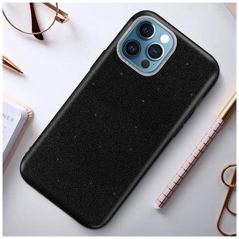 Cover Semirigida Iphone 12 / 12 Pro In Silicone Con Paillettes Rimovibili Nero - Foto 11
