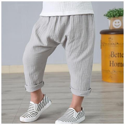 SLOWMOOSE - Pantaloni Harem Alla Caviglia Estivi Per Bambini Plissettati In  Lino [ p6006gary / 7] - ePRICE