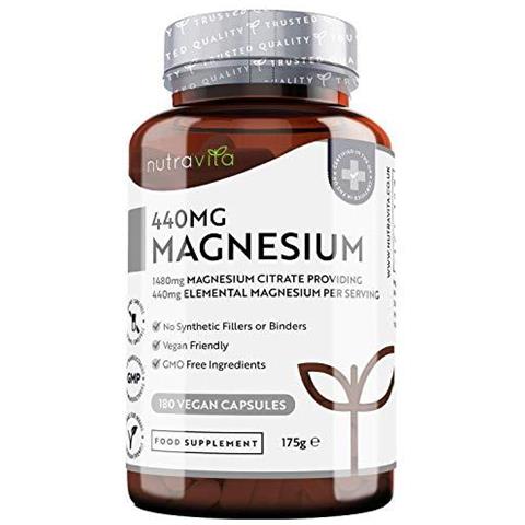 Citrato Di Magnesio 1480mg Fornire 440mg Elemental Magnesio Per Dose - 180 Vegan-friendly Capsules - Dose Elevata Di Elemental Magnesio - 90 Giorni Di Alimentazione - Made In Uk Da - Foto 1