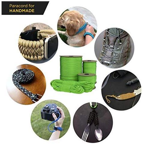 Paracord 550 Del Cavo Dei Paracadute Di Tipo Iii Mil-spec 7 Fili Di Sopravvivenza (neon Verde 30 M) - Foto 2