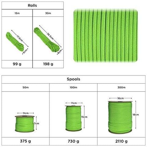 Paracord 550 Del Cavo Dei Paracadute Di Tipo Iii Mil-spec 7 Fili Di Sopravvivenza (neon Verde 30 M) - Foto 4