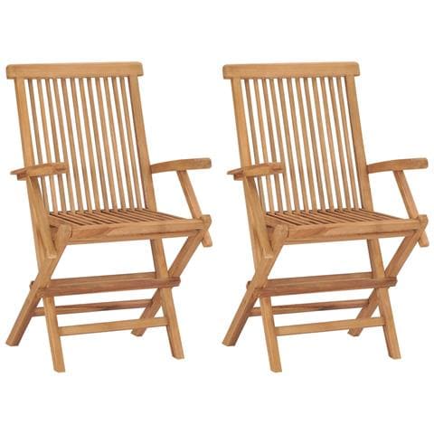 Sedie da Giardino Pieghevoli 2 pz in Legno Massello di Teak - Foto 1