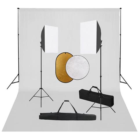 Kit per Studio Fotografico con Set Luci, Fondale e Riflettore - Foto 1