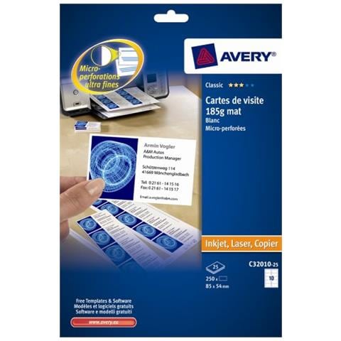 C32010-25 Laser / Inkjet Cartoncino Bianco biglietto da visita - Foto 2