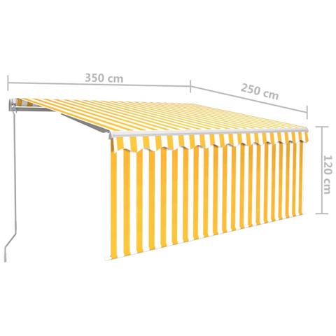 Tenda da Sole Retrattile Parasole LED 3,5x2,5m Gialla e Bianca - Foto 4