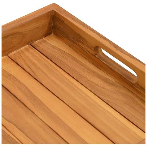 Vassoio Da Portata 60x35 Cm In Legno Massello Di Teak - Foto 2