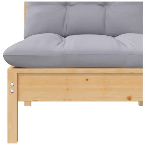 Divano Centrale Da Giardino Con Cuscini Grigio Massello Di Pino - Foto 9