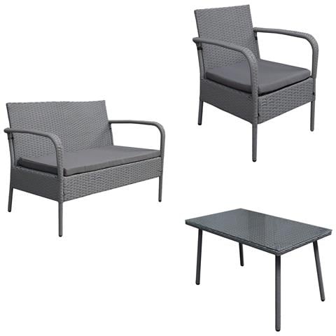 Set Di Mobili Da Giardino Lipari In Resina Intrecciata Grigia - Cuscini Grigi - Foto 8