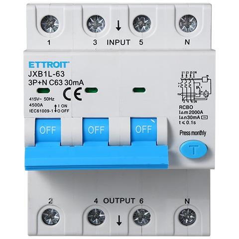 Interruttore Magnetotermico Differenziale 3p+n 63a 4.5ka 30ma 380v Occupa 4 Moduli Din - Foto 1