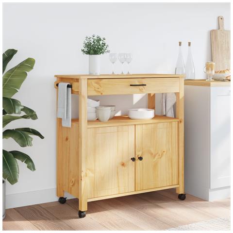 Carrello Da Cucina Monza 84x40x90 Cm In Legno Massello Di Pino - Foto 3