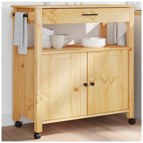 Carrello Da Cucina Monza 84x40x90 Cm In Legno Massello Di Pino - Foto 1