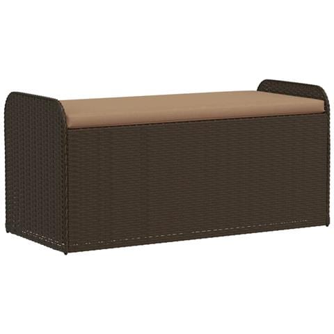 Cassapanca Con Cuscino Marrone 115x51x52 Cm In Polyrattan - Foto 1