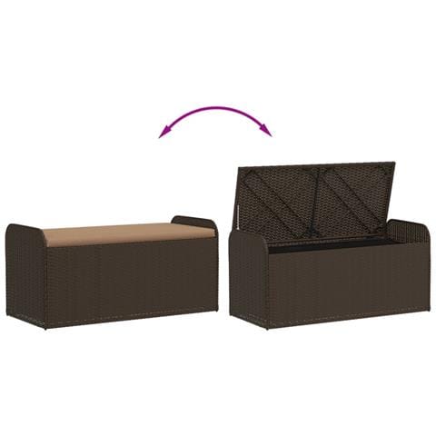 Cassapanca Con Cuscino Marrone 115x51x52 Cm In Polyrattan - Foto 10
