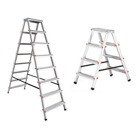 Scala In Alluminio Doppia Salita Con Cavetto Di Rinforzo Tip Tap Brixo - 5 Gradini - Foto 1