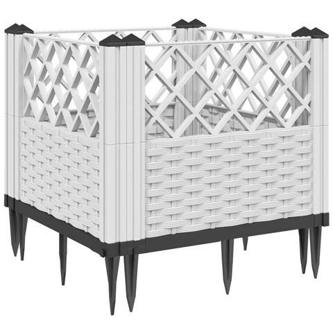 Fioriera Da Giardino Con Picchetti Bianca 43,5x43,5x43,5 Cm Pp - Foto 2