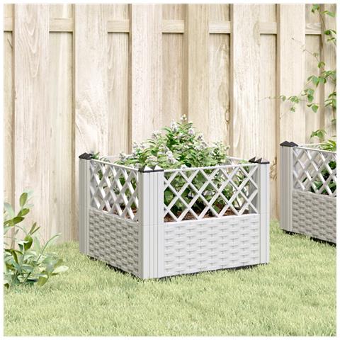 Fioriera Da Giardino Con Picchetti Bianca 43,5x43,5x43,5 Cm Pp - Foto 3