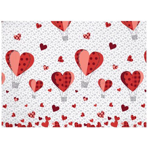 Copripiumino Sacco Piumone Pensieri Delicati Cotone Disegno Mongolfiera Matrimoniale Rosso - Foto 2