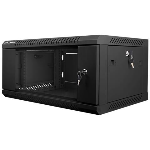 Armadio Rack 4U 19" da Parete WF01-6404-10B in Acciaio e Vetro Temperato 60 x45 cm Colore Nero - Foto 1