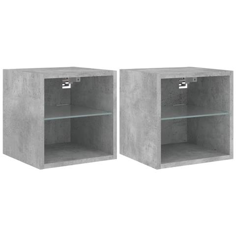 Mobili TV a Parete con Luci LED 2pz Grigio Cemento 30x28,5x30cm - Foto 1