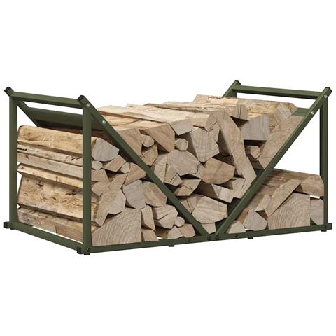 Rastrelliera per Legna da Ardere Verde Oliva 70x43x34,5 cm - Foto 10