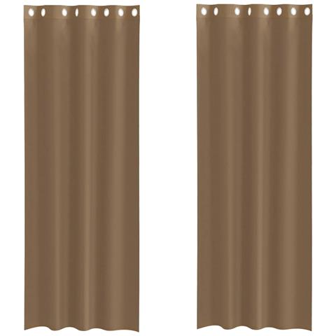 Tende In Voile Con Occhielli 2 Pz Marrone Chiaro - Foto 2