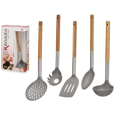 Set 5 Utensili Da Cucina Legno E Acciaio Inox. - Foto 1