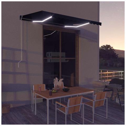 Tenda Da Sole Retrattile Manuale Con Led 350x250 Cm Antracite - Foto 8