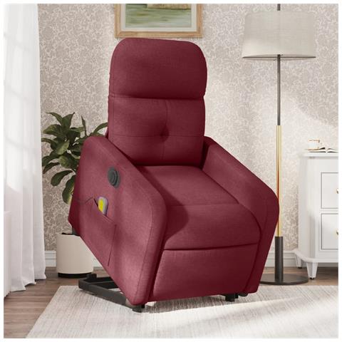Poltrona Alzapersona Massaggiante Elettrica Rosso Vino Tessuto - Foto 8