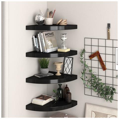 Scaffali Angolari A Parete 4 Pz Neri 35x35x3,8 Cm In Mdf - Foto 8
